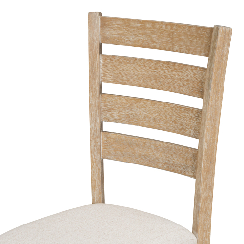 TREXM Dining Room Table and Chairs with Bench, Rustic Wood Dining Set, Set of 6 (Gray)、、casual