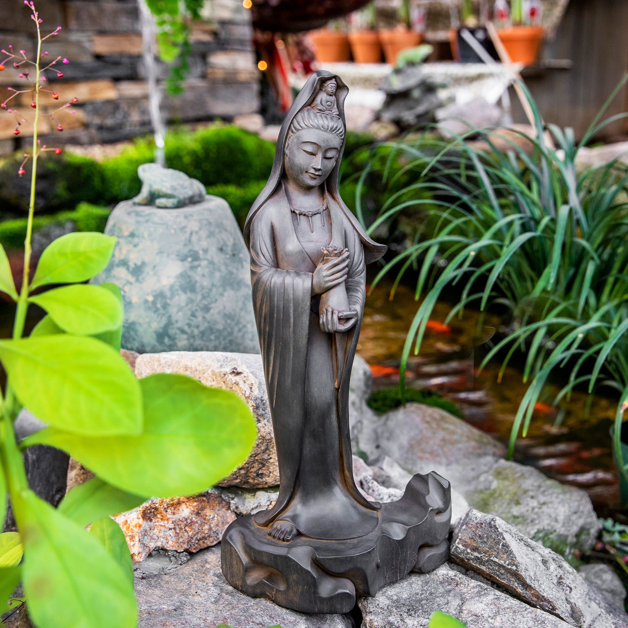 Kuan Yin with Vessel and Lotus Statue、mySite、topwebapps