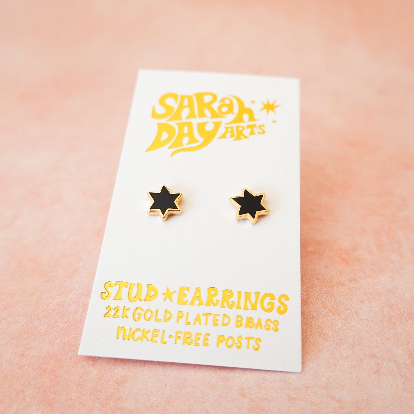 Mini Magen David Stud Earrings - Black、mySite、topwebapps