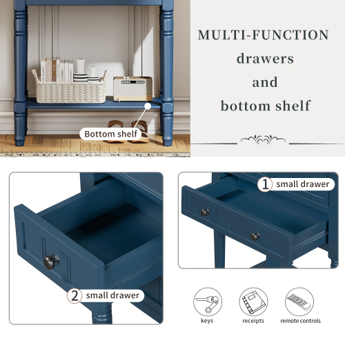 TREXM Narrow Console Table, Slim Sofa Table with Three Storage Drawers and Bottom Shelf for Living Room, Easy Assembly (Espresso)、、casual