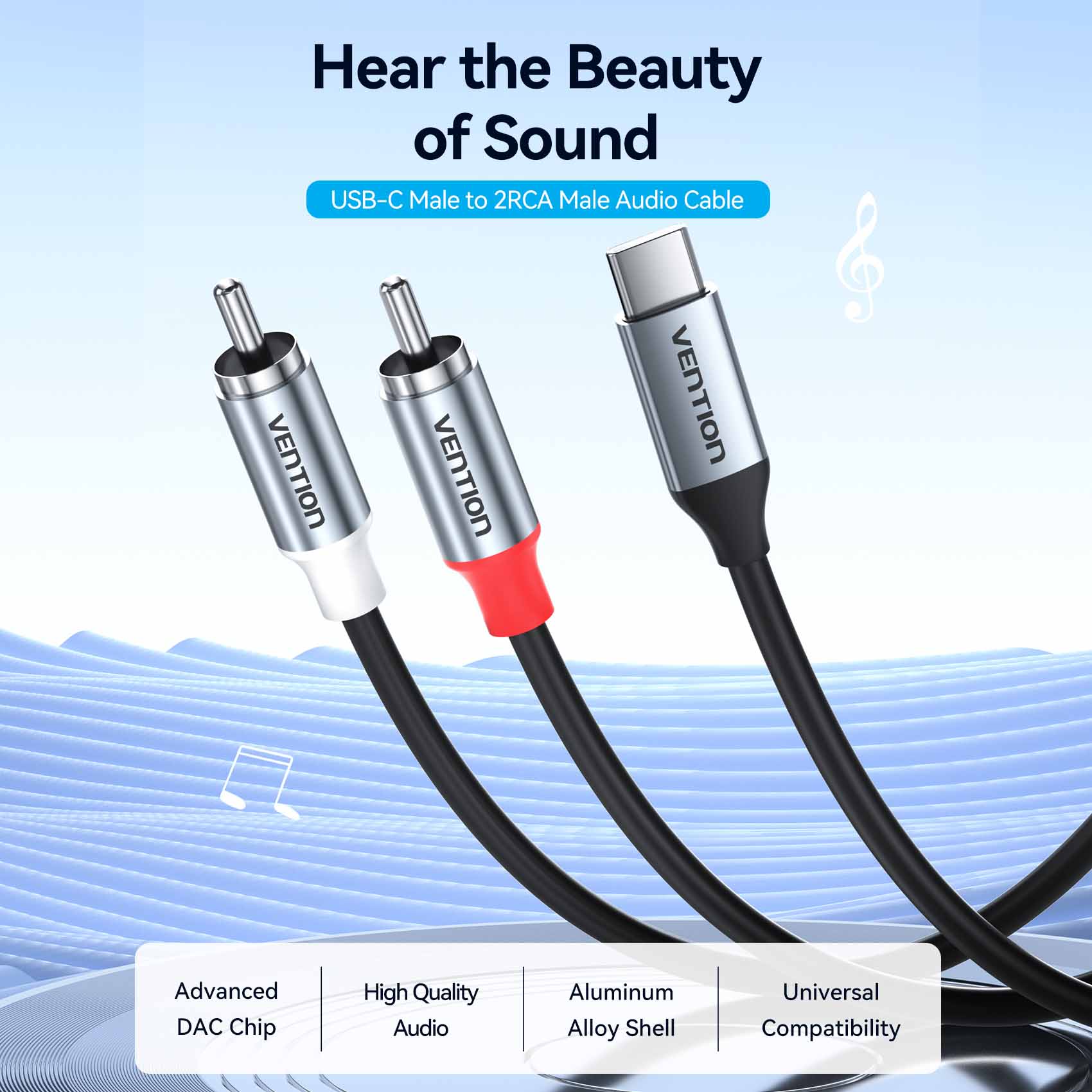 Vention USB-C Male to 2RCA Male Audio Cable、mySite、fannypackpong