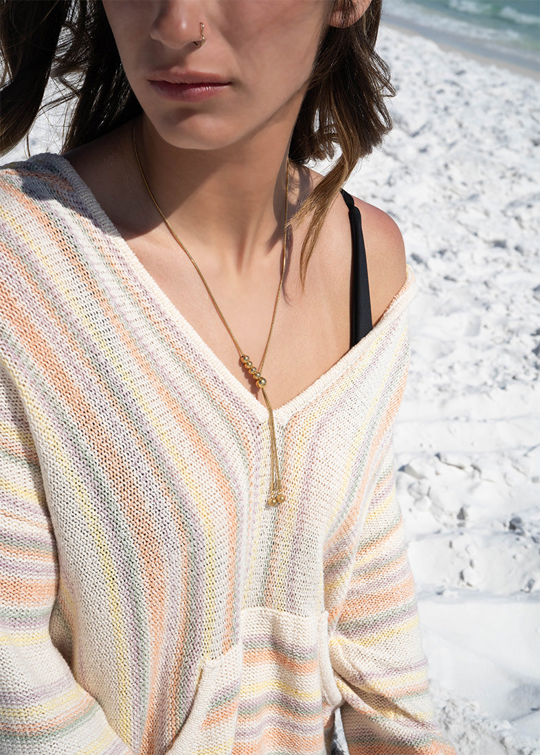 18K Gold PVD Stainless Steel Adjustable Ball Charm Necklace / CHN0027、mySite、dreamappss