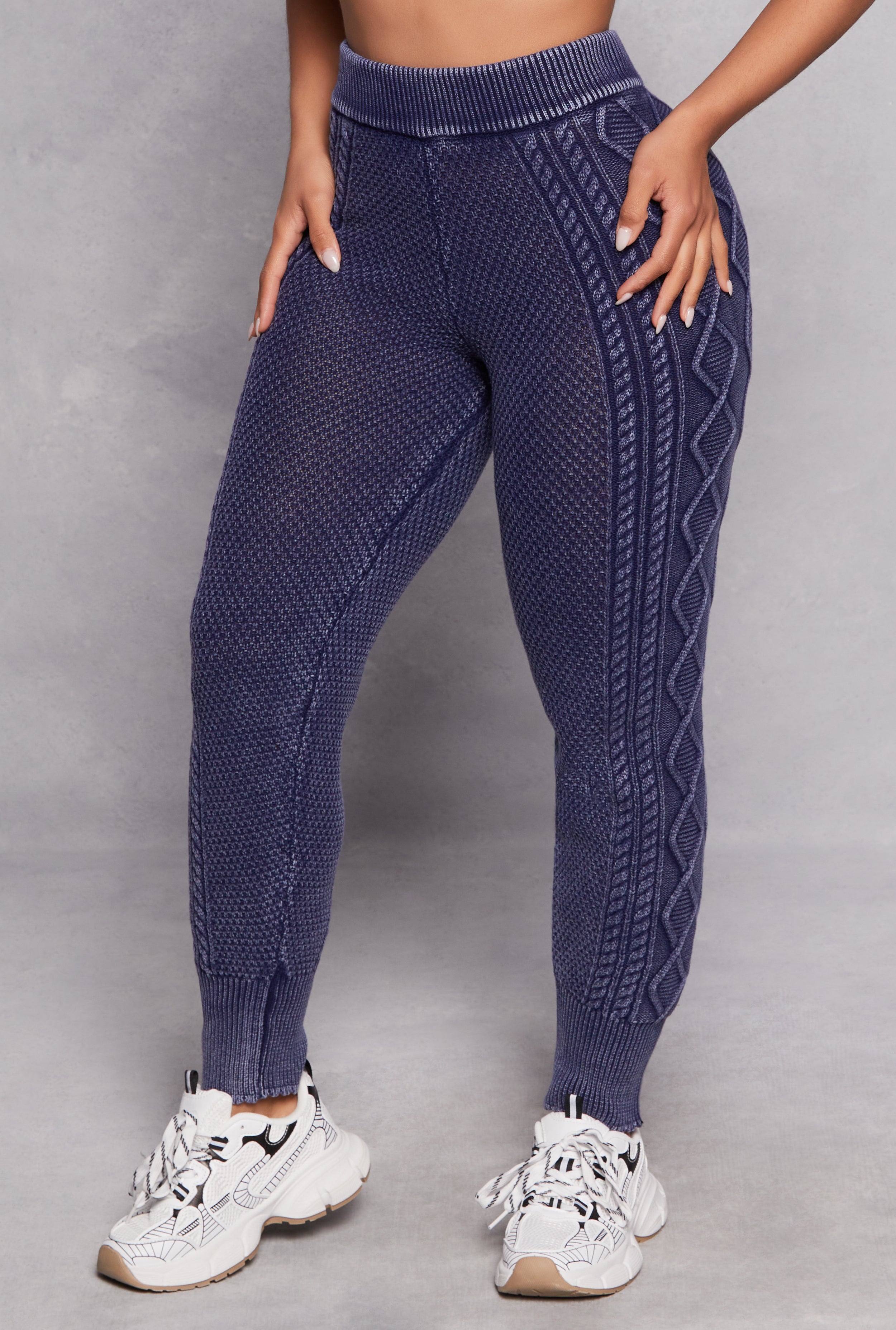 Acid Wash Cable Knit Joggers、mySite、camillekostekn