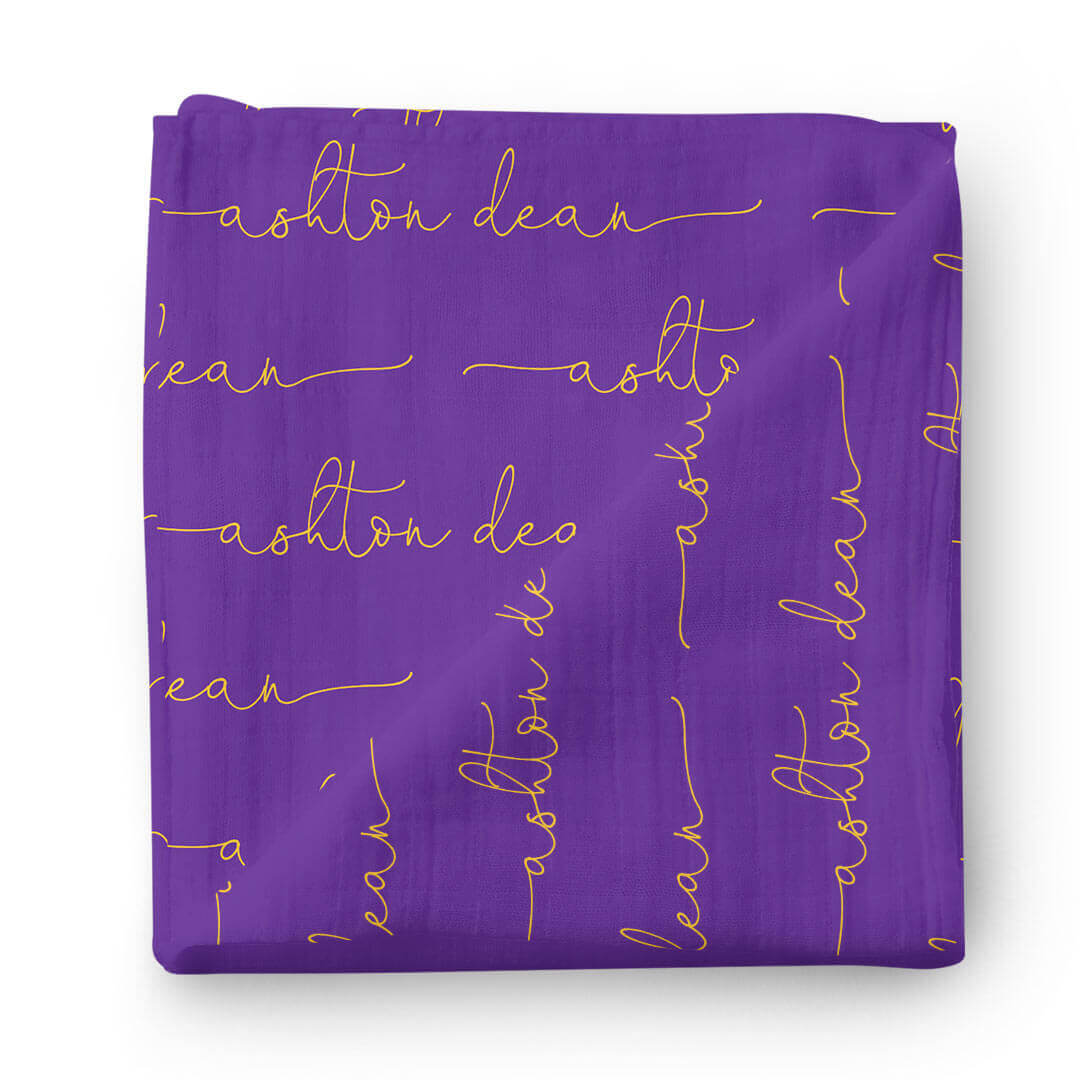 Personalized Tiger Purple Baby Name Swaddle Blanket - Script Only、mySite、layawaytickets