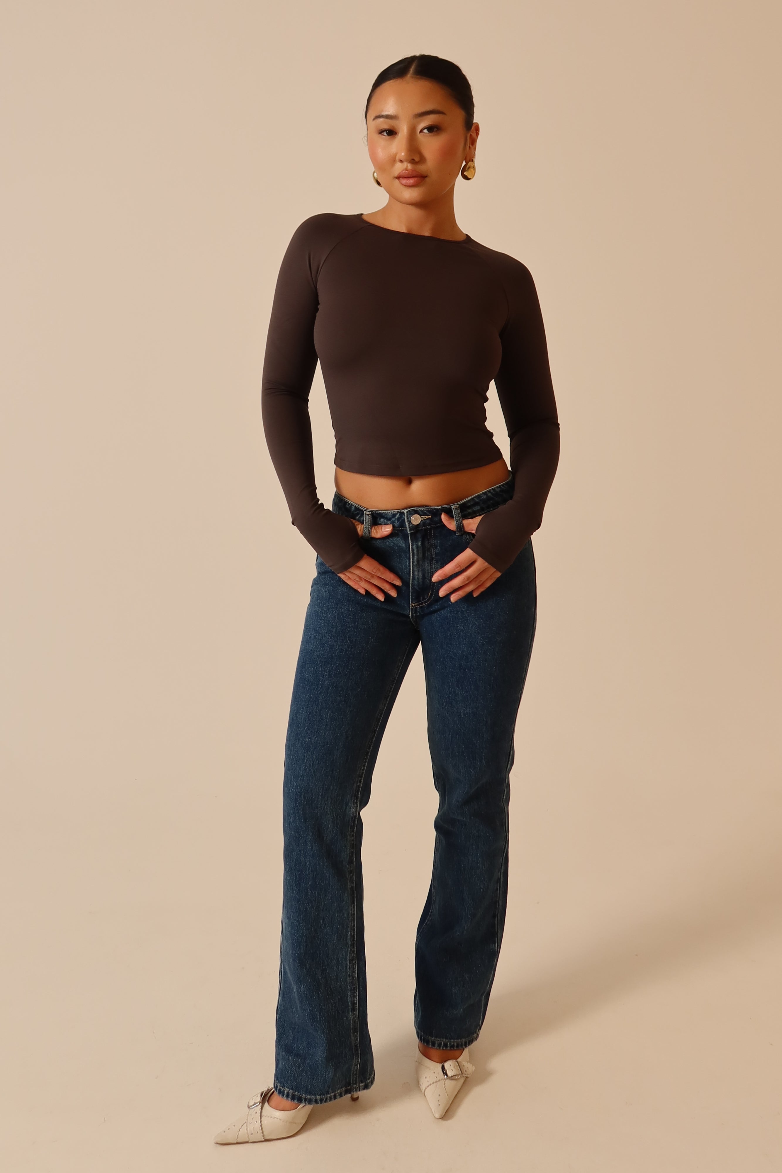 Stephy Low Rise Straight Leg Denim Jean - Dark Blue、mySite、solidvoid