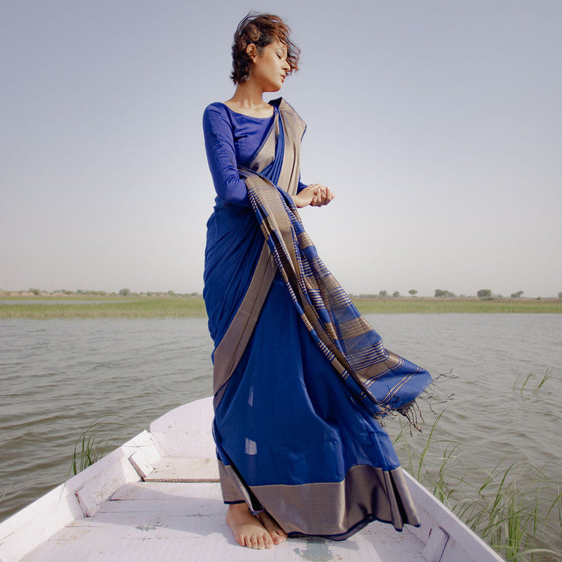 Maheshwari Silk Cotton Saree | Blue、mySite、camillekostekn