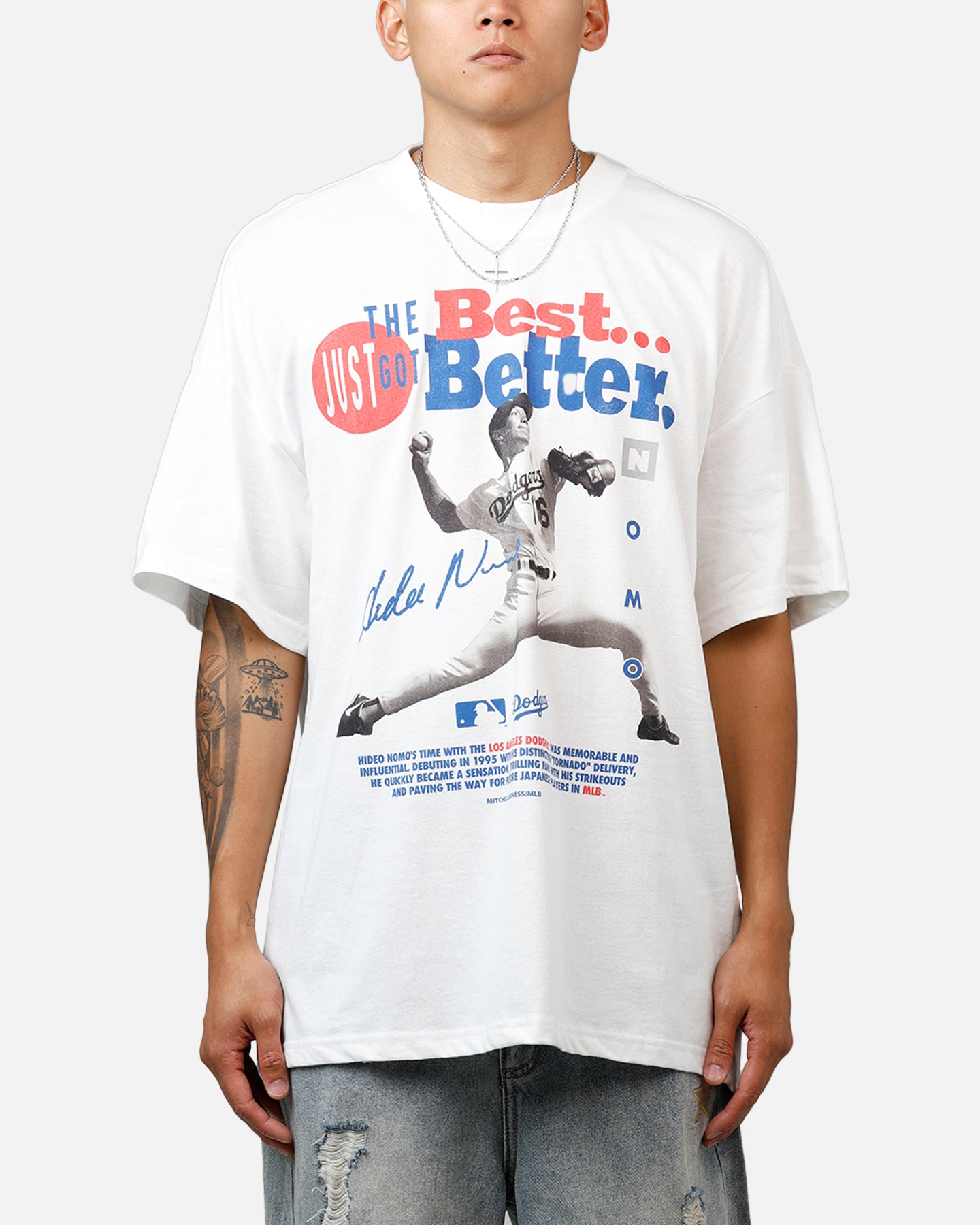 Mitchell & Ness Los Angeles Dodgers Hideo Nomo Got Better T-Shirt Vintage White、mySite、zt4zffjzw