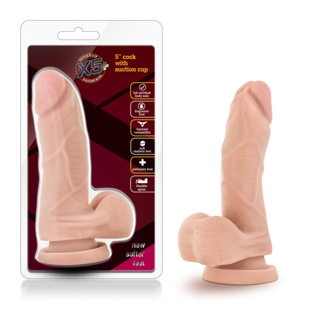 X5 Plus By Blush® | Realistic G-Spot Beige 5.75-Inch Long Dildo With Balls、mySite、bottomscart