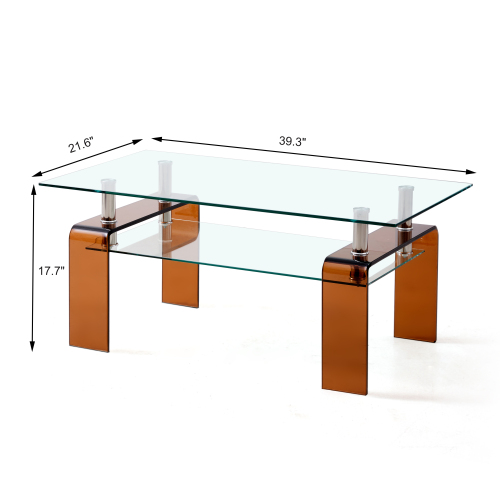 Tempered Black Glass Coffee Table, 2-Layers Tea Table、、casual
