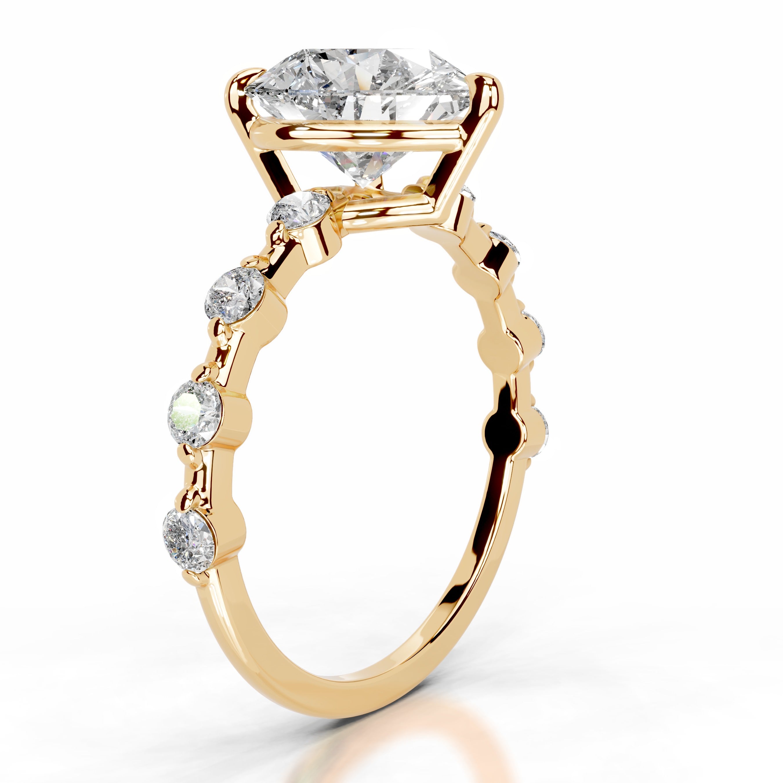 Bell Diamond Engagement Ring - 18K Yellow Gold、mySite、hinf8tx79