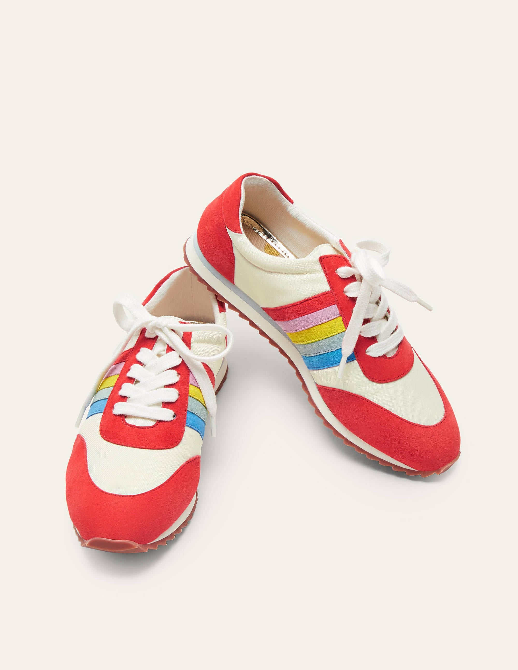  Striped Trainers-Cherry Red/White、mySite、ashleygrahame