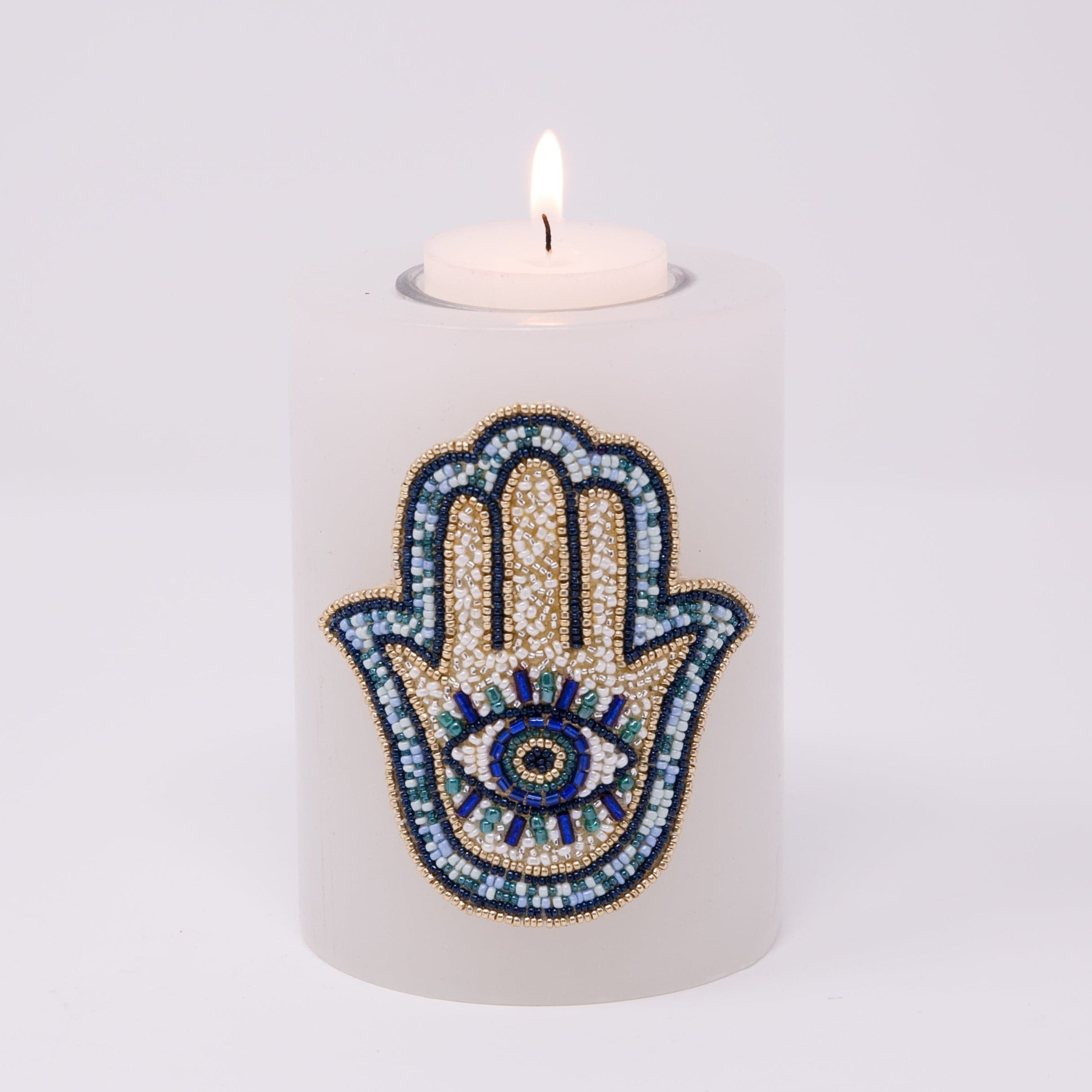 Hamsa Basha Beaded Pillar Candleholder、mySite、topwebapps