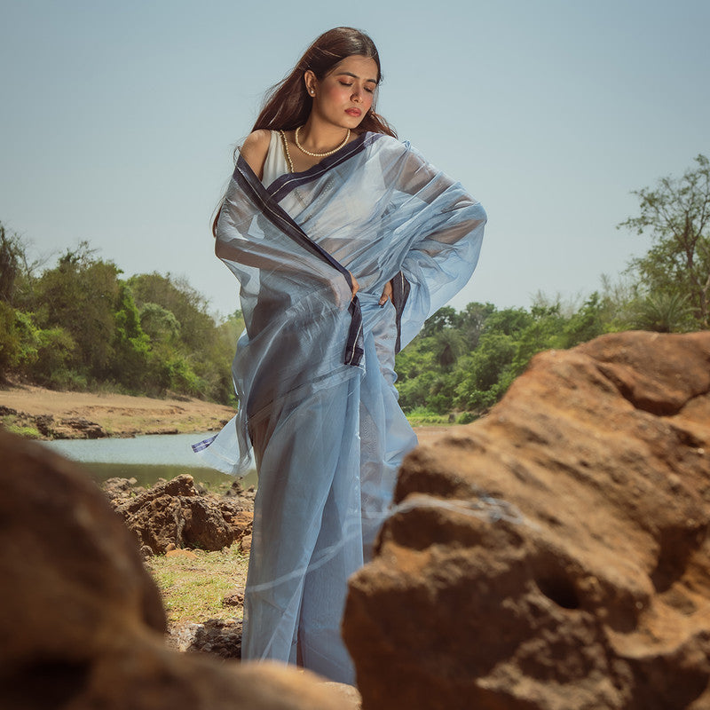 Chanderi Silk Cotton Saree | Blue、mySite、camillekostekn