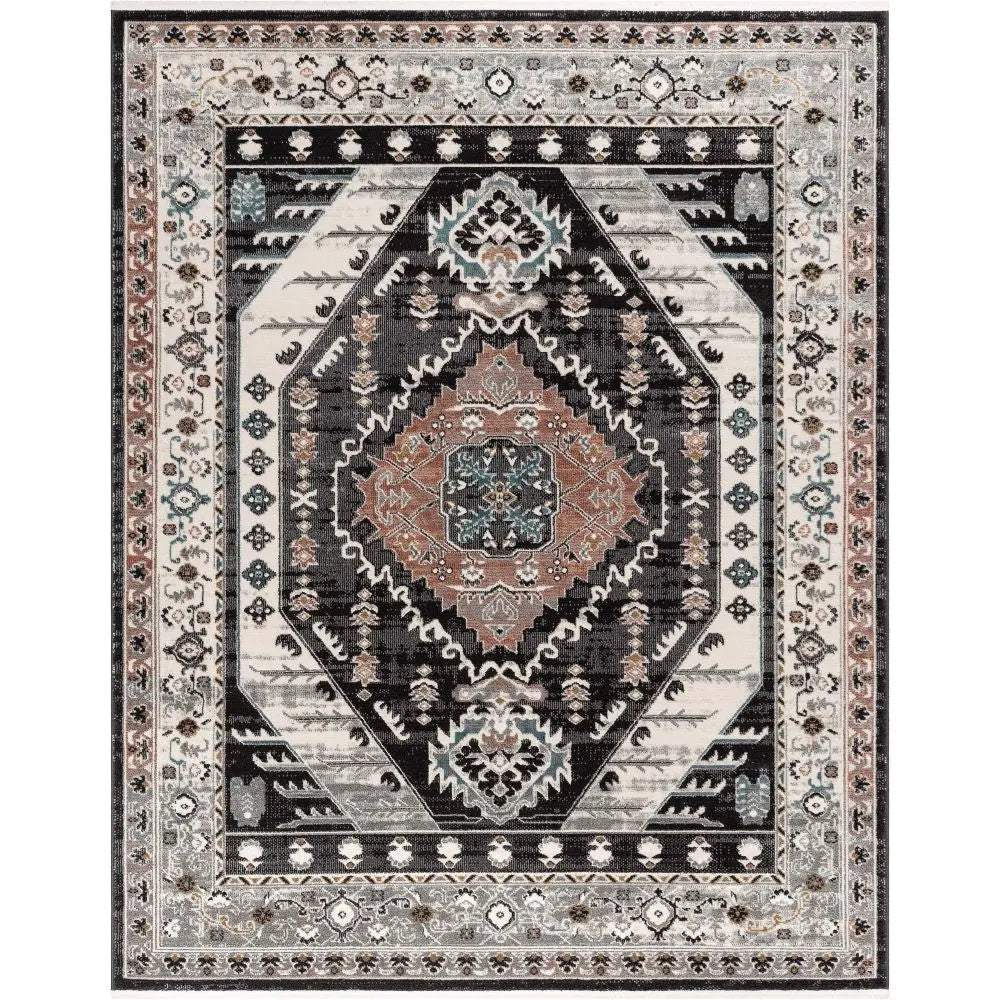 Julita Vintage Bohemian Aztec Tribal Black Rug、mySite、gigharbornorthrealestate
