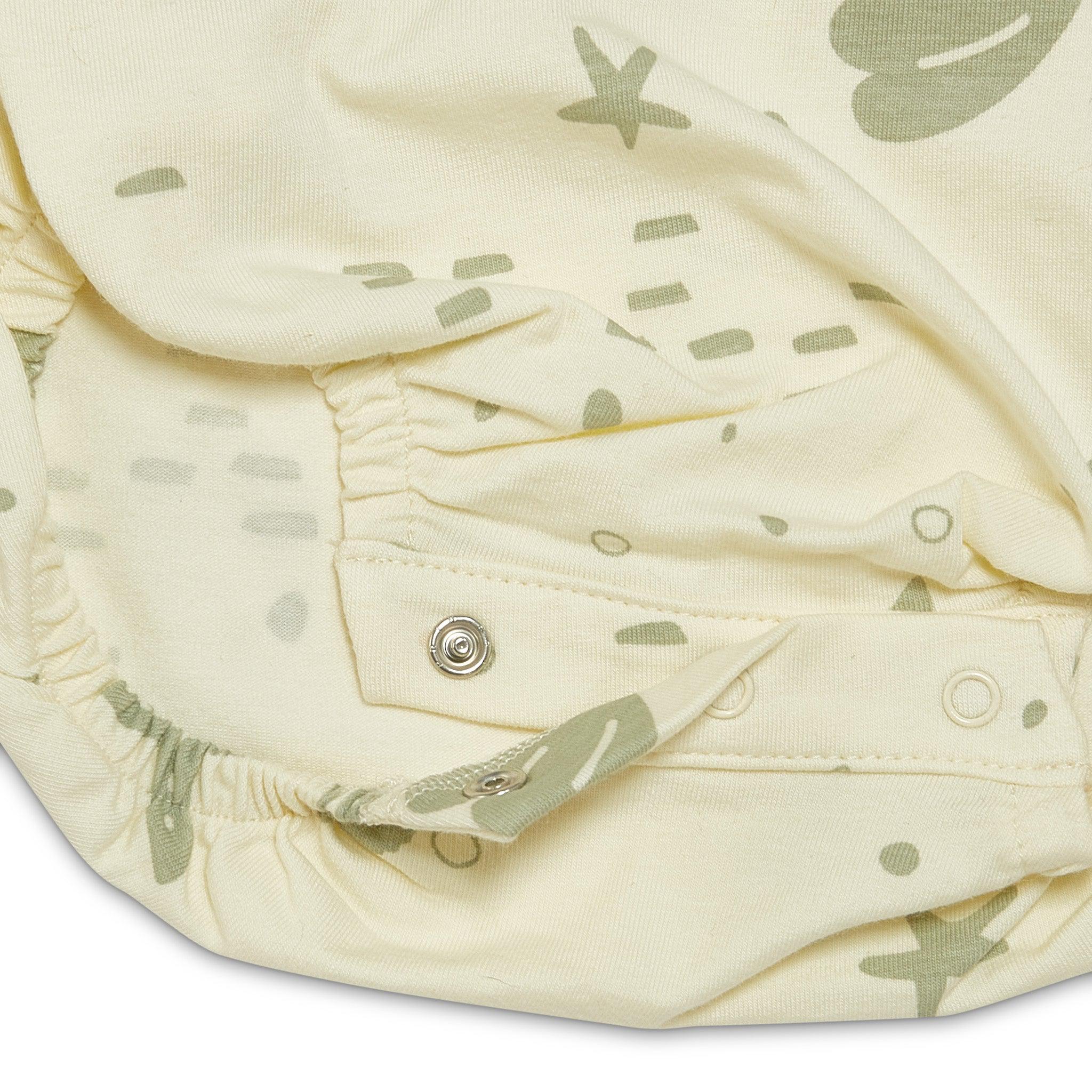 RETIRED - Organic Flutter Sleeve Button Bunsuit - Sugar Cookie、mySite、g9winljtr