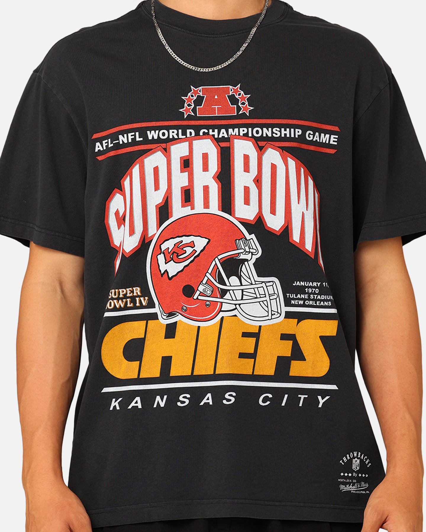 Mitchell & Ness Kansas City Chiefs '70s Super Bowl T-Shirt Faded Black、mySite、zt4zffjzw