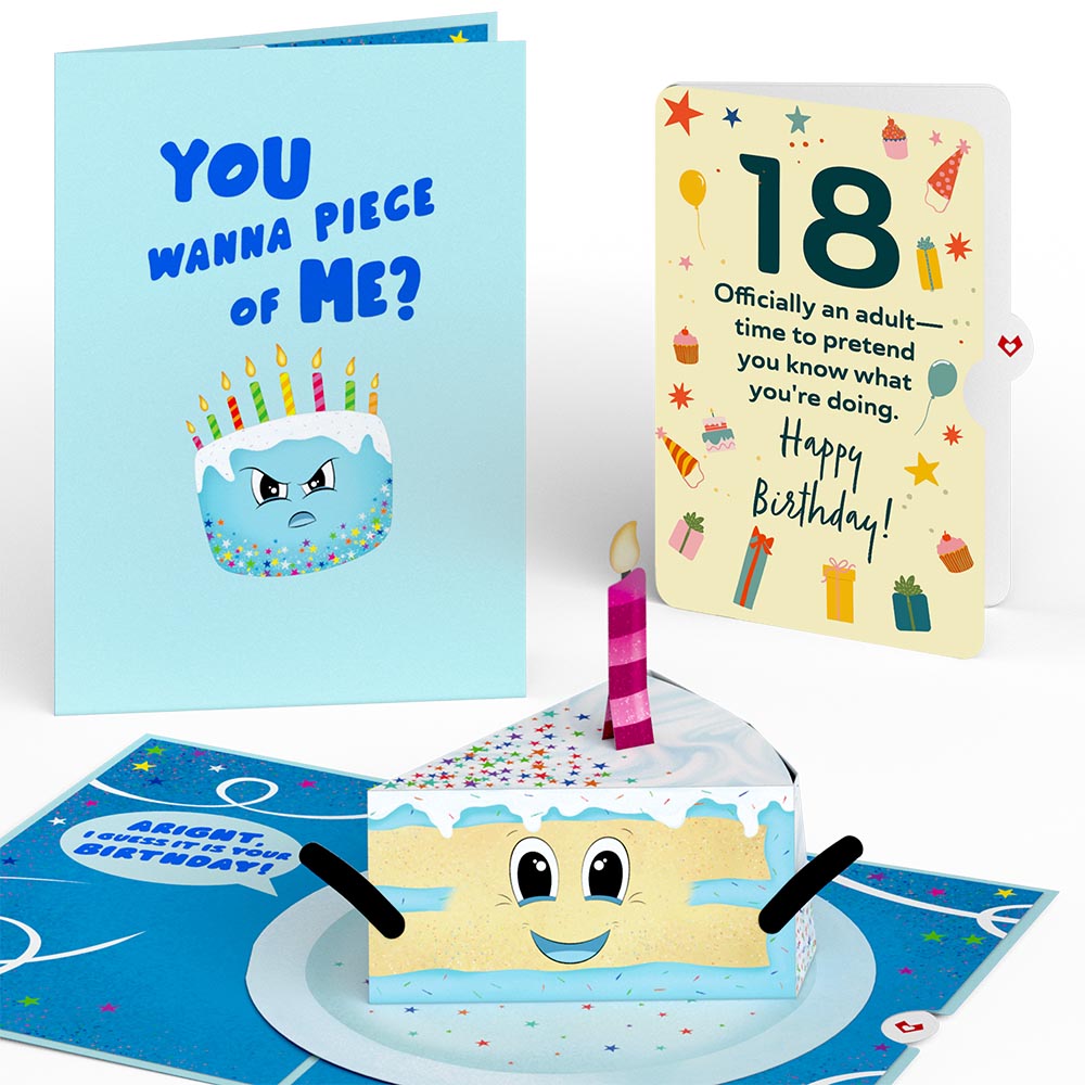 Whimsical 18th Birthday Cake Slice Pop-Up Card and Sentiment Set、mySite、solidvoid