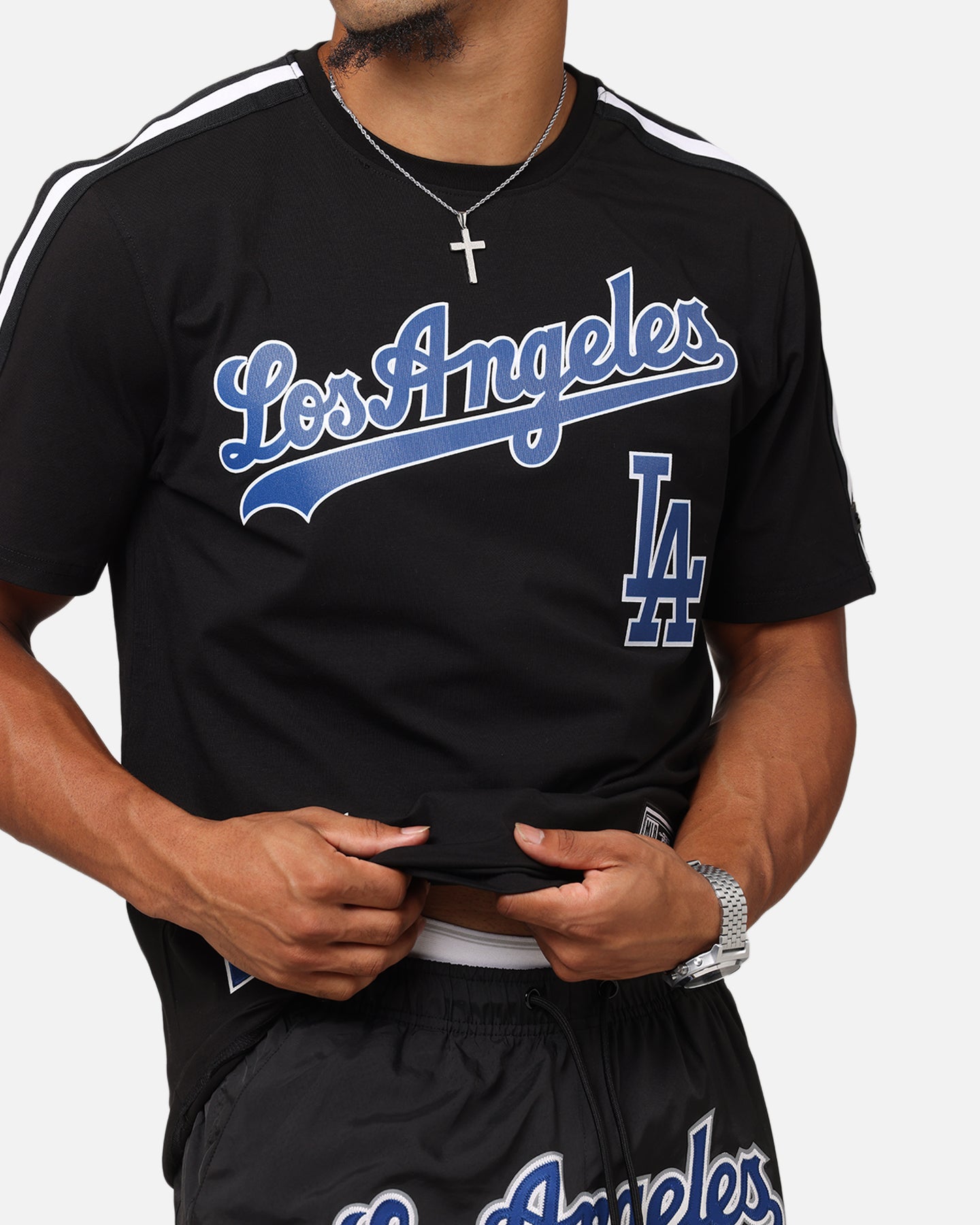 Pro Standard Los Angeles Dodgers Classic Mesh Striped T-Shirt Black、mySite、zt4zffjzw