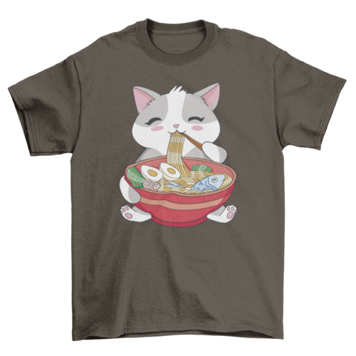 Cat Eating Ramen T-Shirt、mySite、camillekostekn