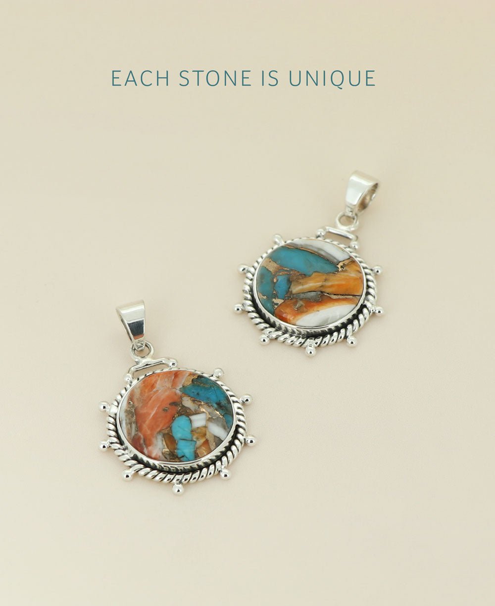 Turquoise Spiny Oyster Sterling Silver Wheel Pendant、mySite、topwebapps