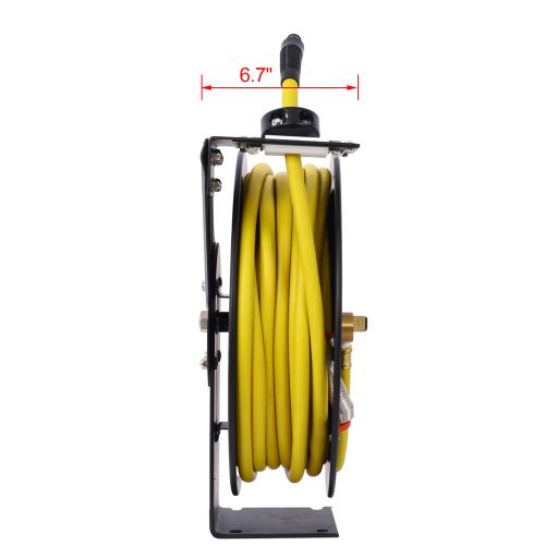 Air Reel Retractable 3/8" Inch x 50' Feet Premium Commercial Flex Hybrid Polymer Hose Max 300 PSI Heavy Duty Steel Frame、、eastwooduniform