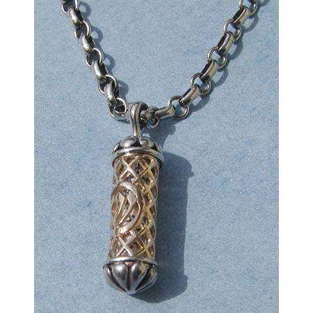 Michael Bromberg Men’s Mezuzah Pendant Necklace in Sterling Silver and 14K Gold、mySite、topwebapps