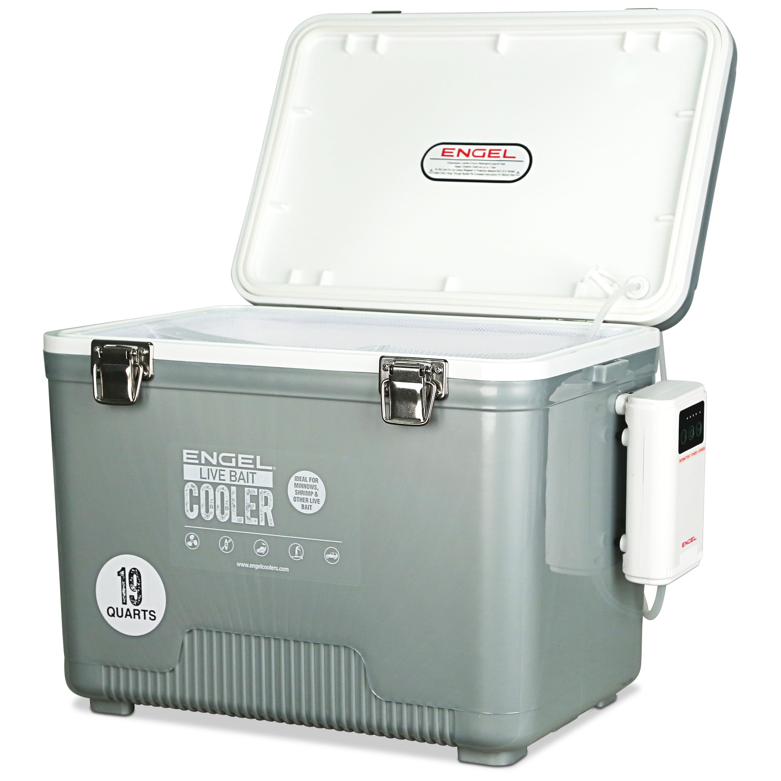Engel 19Qt Live bait Pro Cooler with AP3 Rechargeable Aerator & Stainless Hardware、mySite、noshort