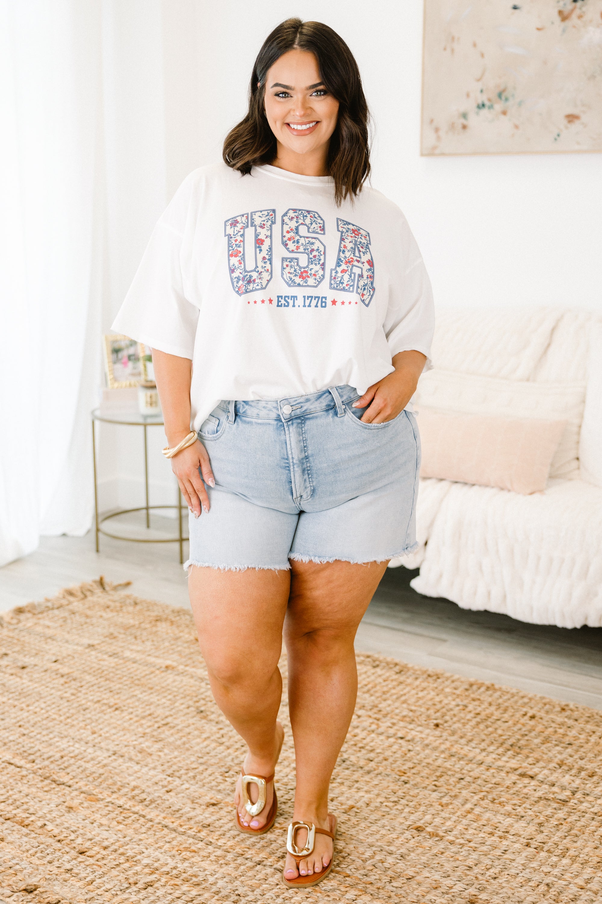  USA in Toile Vintage Wash Tee, White、mySite、justintrudeaud