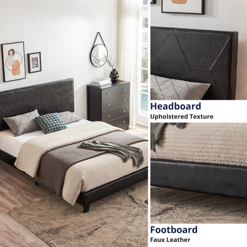 King Size Upholstered Platform Bed Frame with Button Tufted Linen Fabric Headboard, No Box Spring Needed, Wood Slat Support, Easy Assembly, Gray、、casual