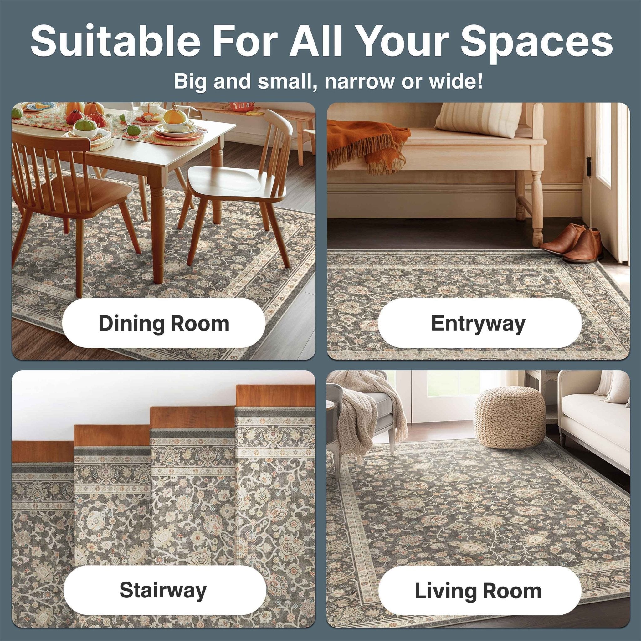 Rome Vintage Oriental Floral Flat-Weave Rug、mySite、gigharbornorthrealestate