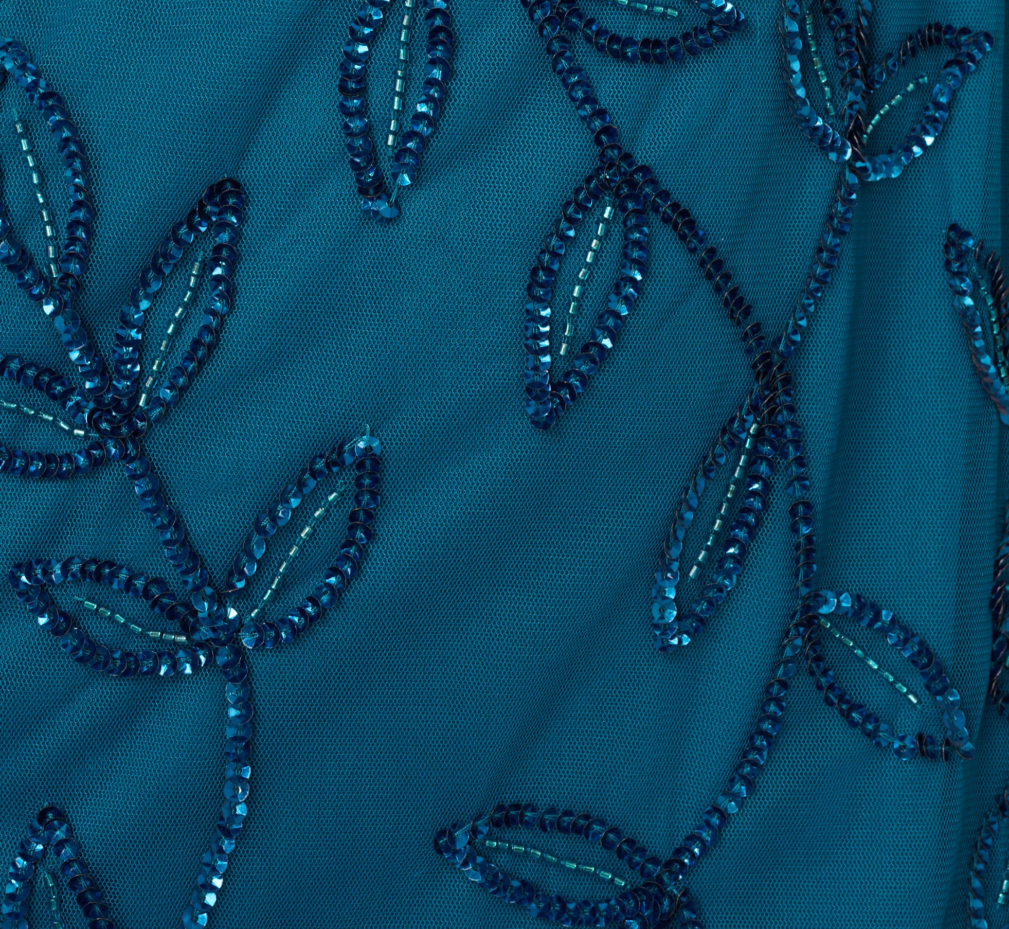 Jasmine Beaded Blouson Gown With Sheer Short Sleeves In Teal Sapphire、mySite、solidvoid