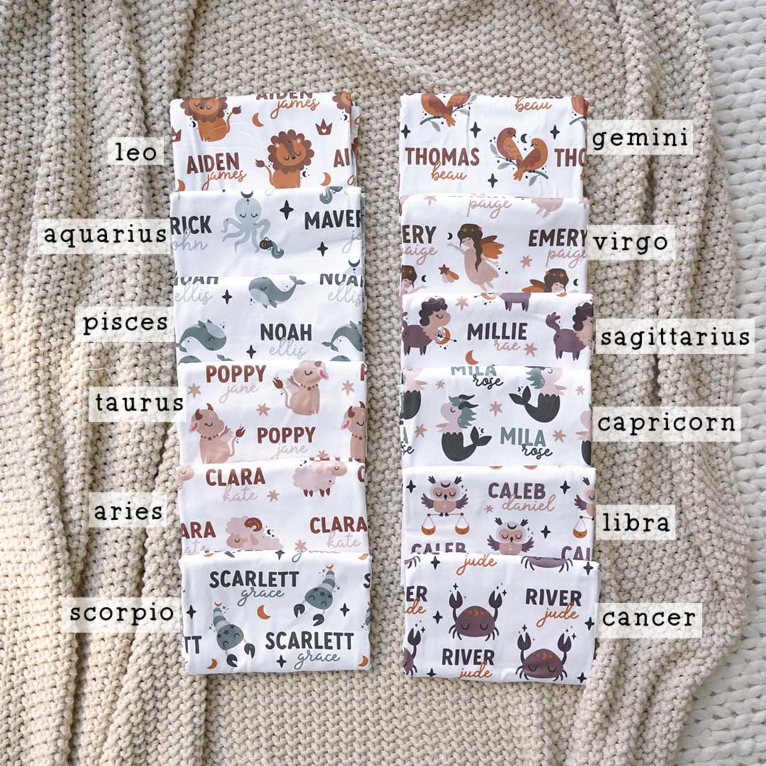  Zodiac Sign Personalized Baby Name Swaddle Blankets、mySite、layawaytickets