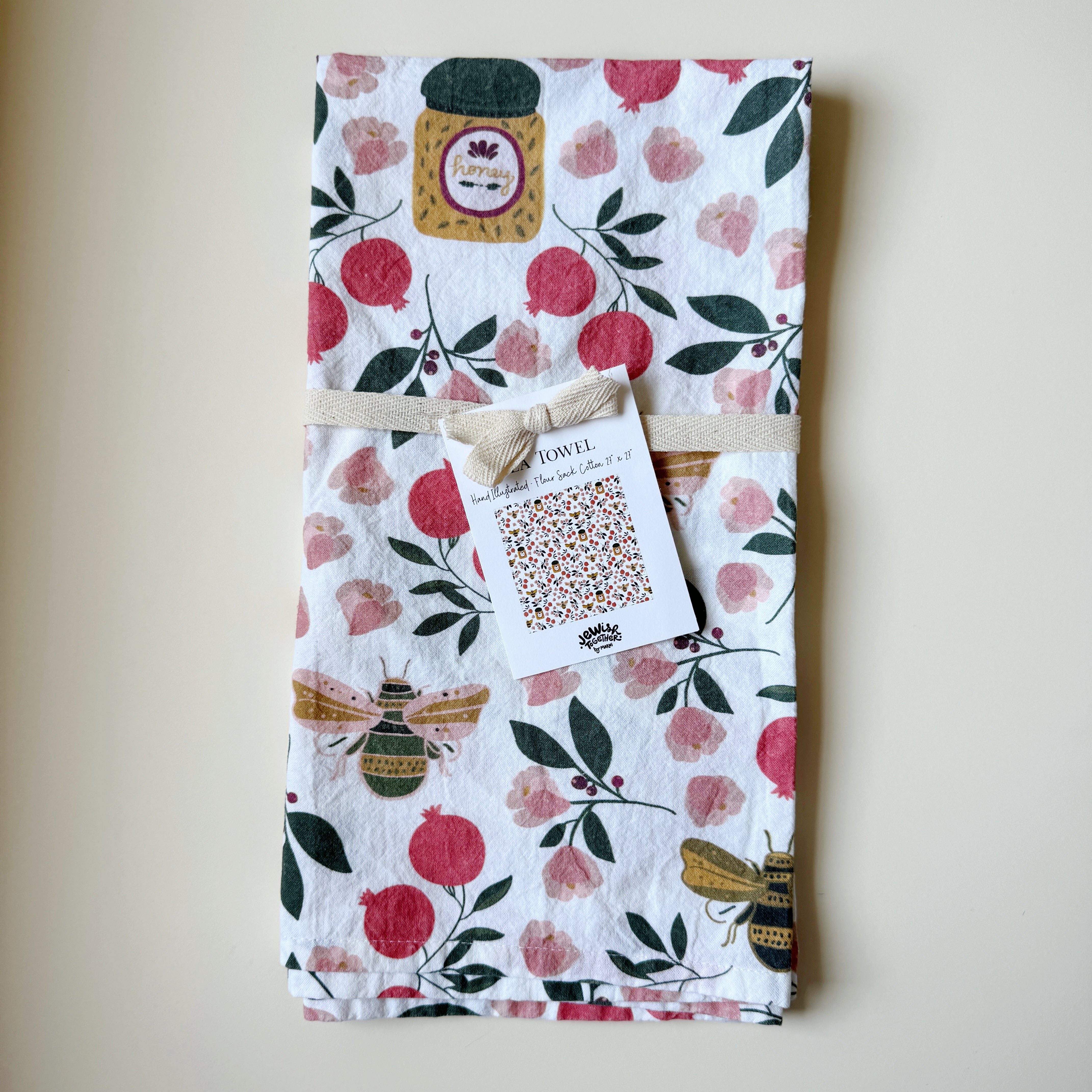 Rosh Hashanah Honey and Blooms Tea Towel、mySite、topwebapps