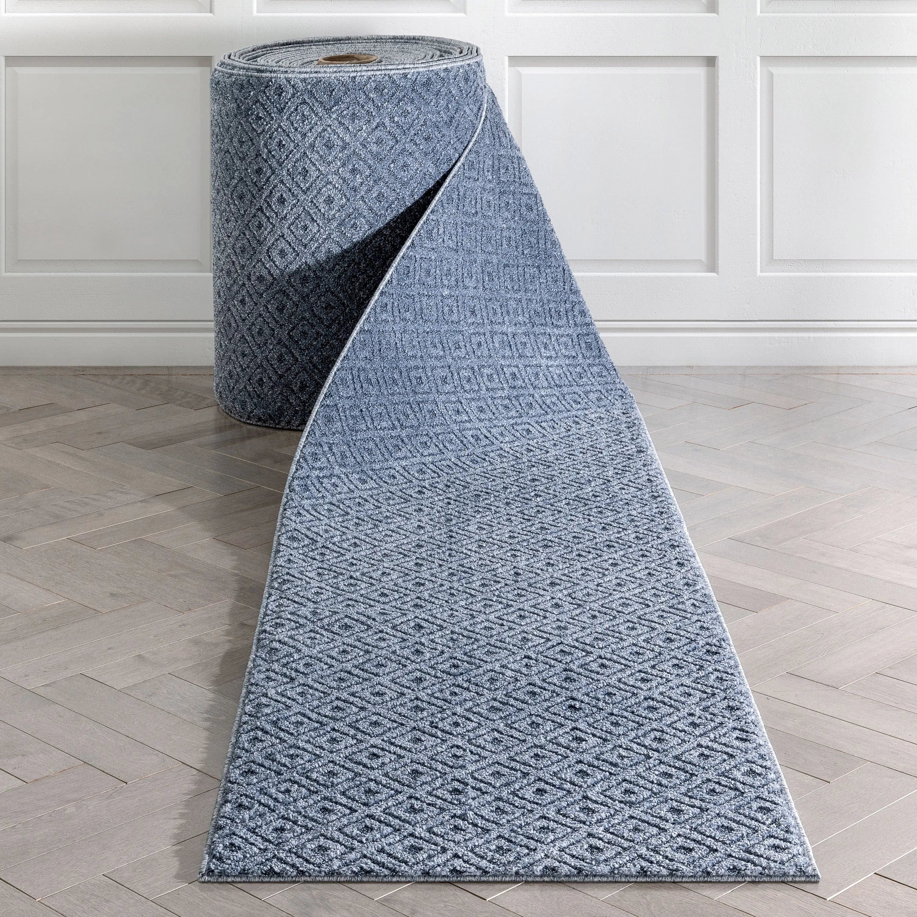 Custom Size Runner Pia Tribal Geometric Diamond Pattern Light Blue Choose Your Width x Choose Your Length Hallway Runner Rug、mySite、gigharbornorthrealestate