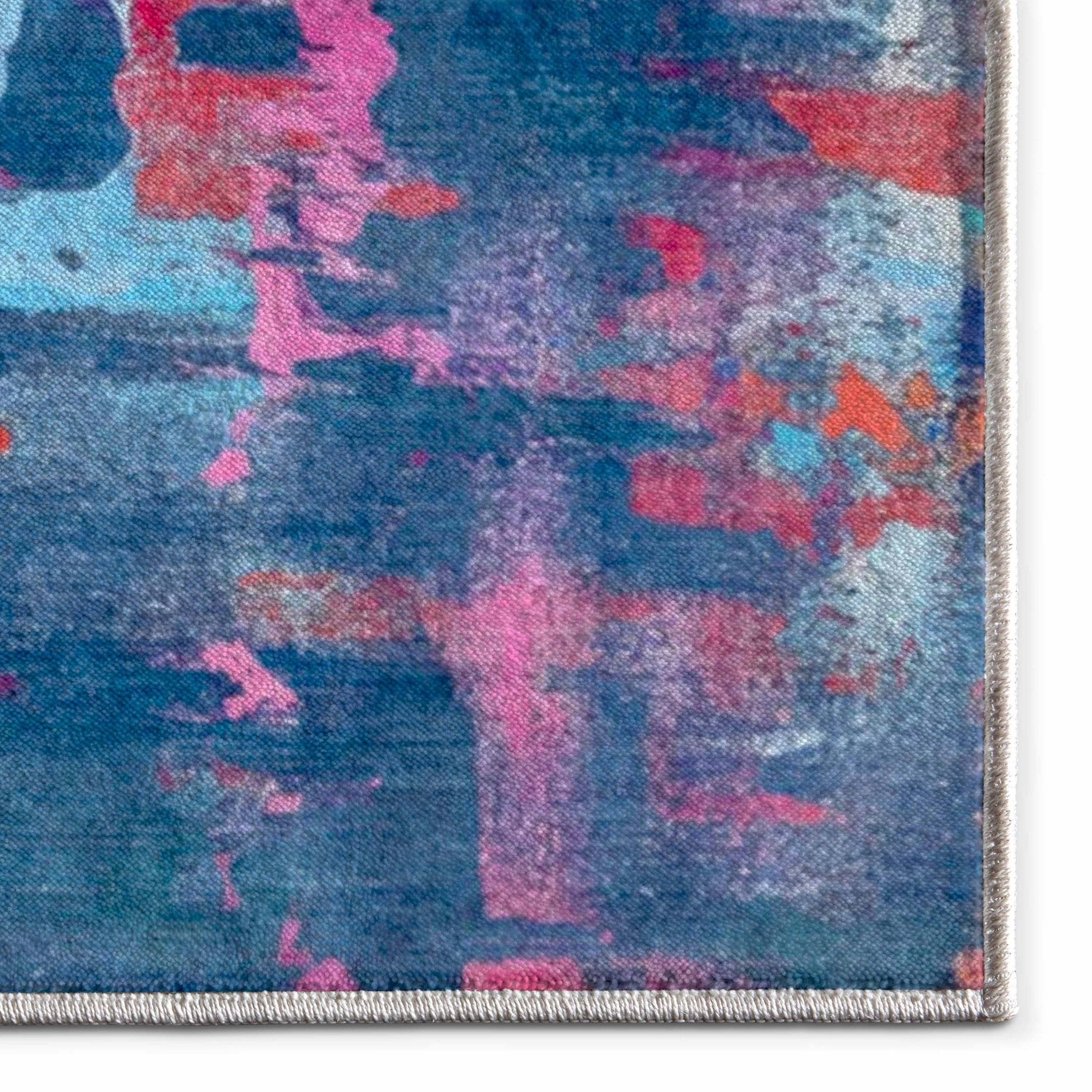 Apollo Aurora Bloom – Hand-Print Floral Abstract Flat Woven Multicolor Rug、mySite、gigharbornorthrealestate