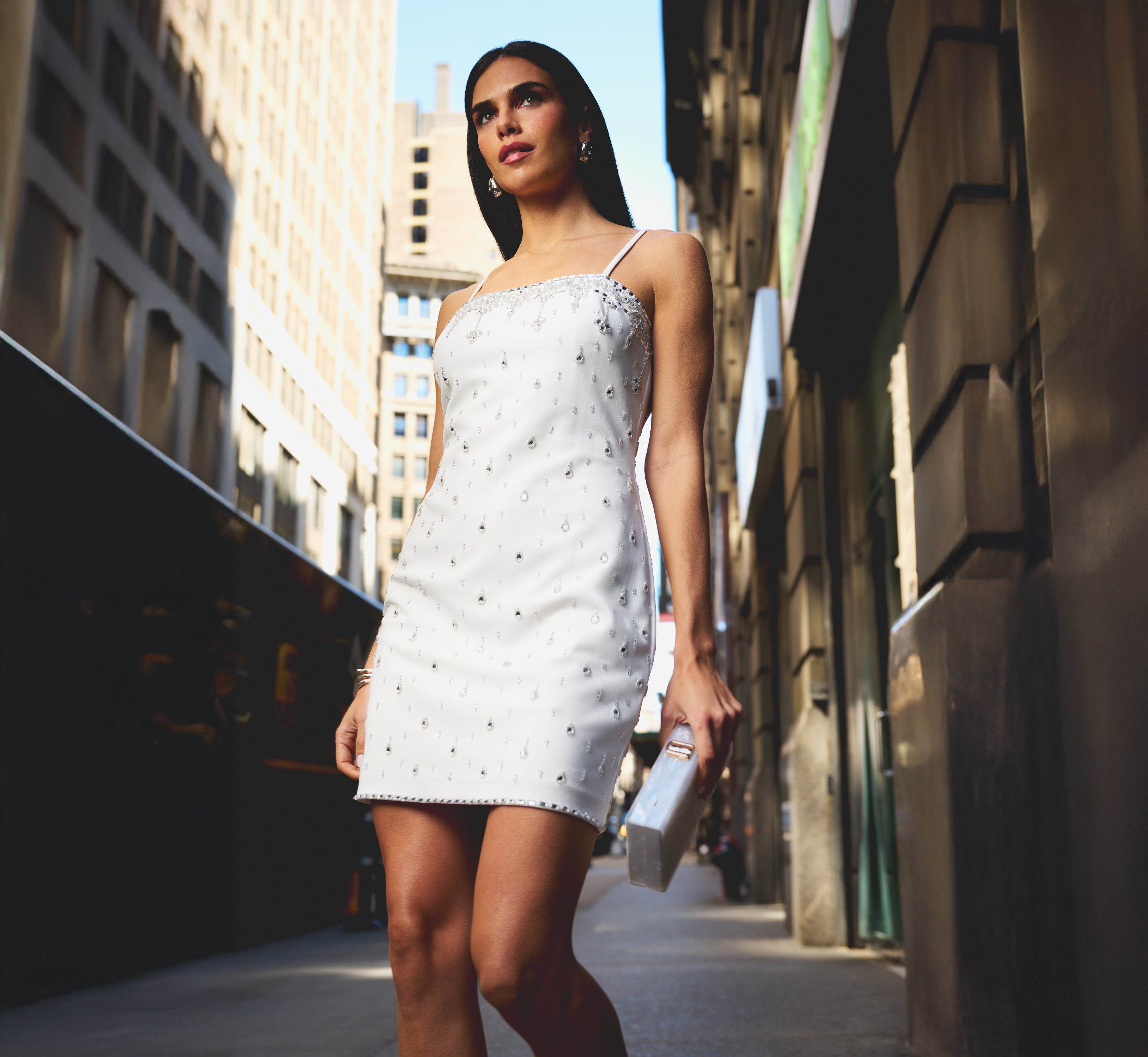 Sleeveless Beaded Mini Sheath Dress In Ivory、mySite、solidvoid