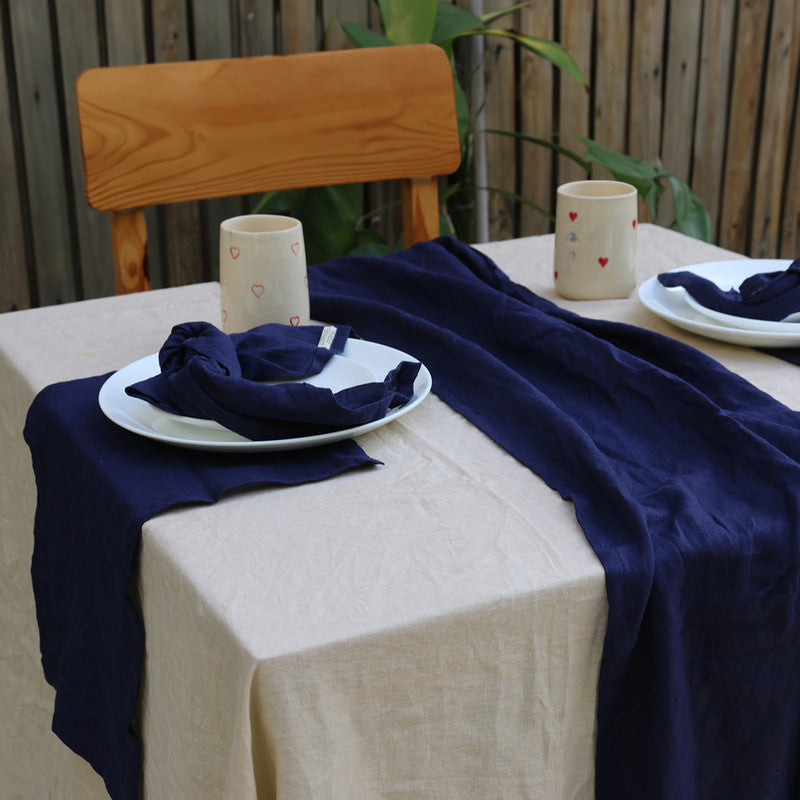 Pure Linen Table Mats | Set of 2 | Navy Blue、mySite、camillekostekn