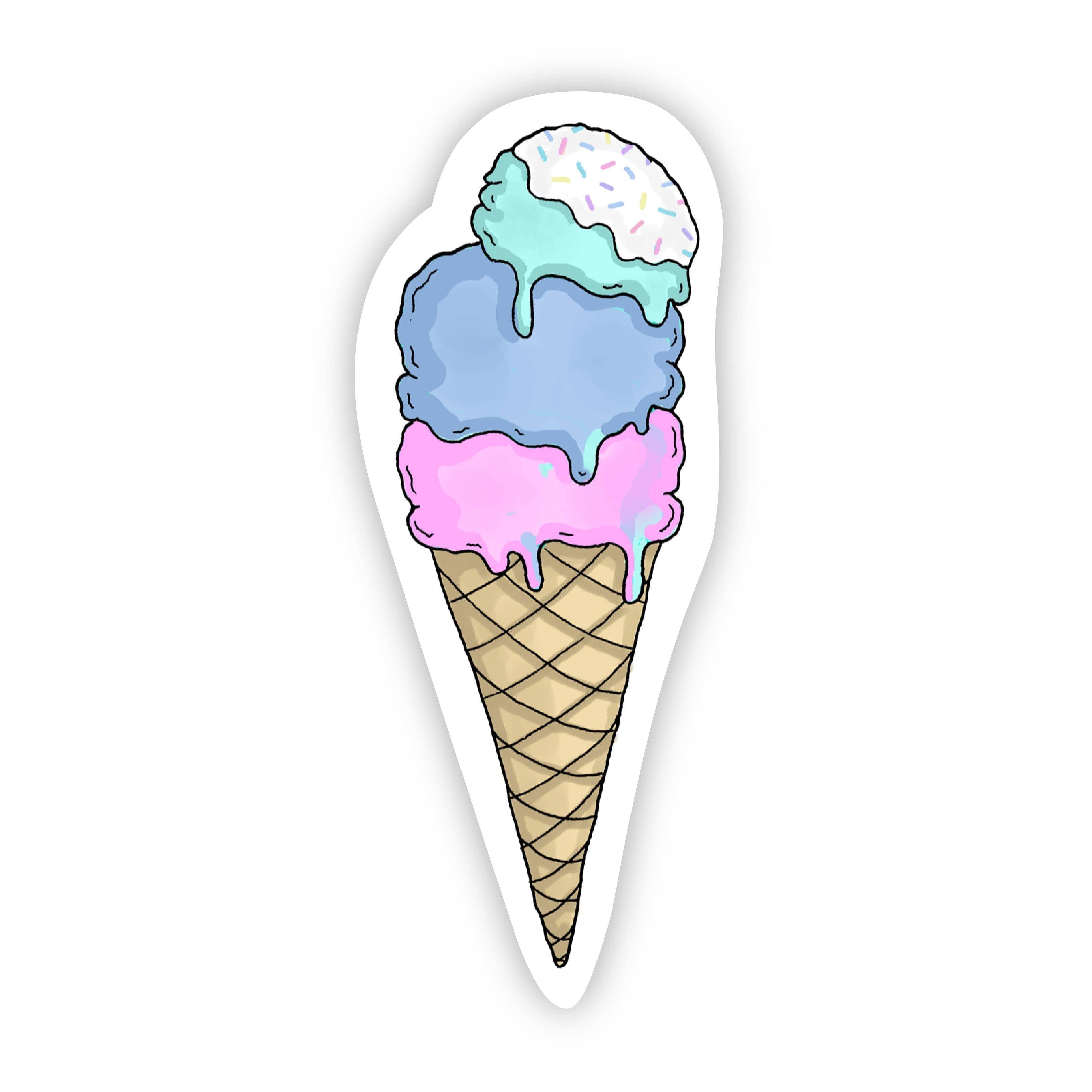  Multicolor Ice Cream Cone Sticker Summer Vibes、mySite、elrpsem3k