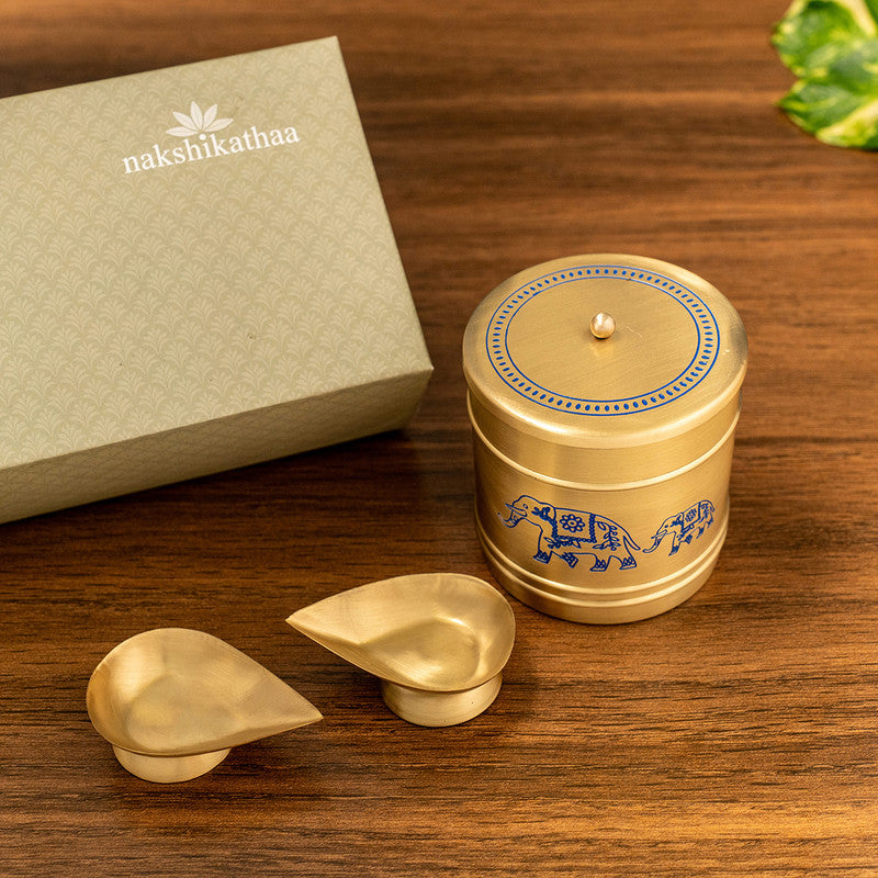 Brass Kunjar Jar | Blue & Gold、mySite、camillekostekn