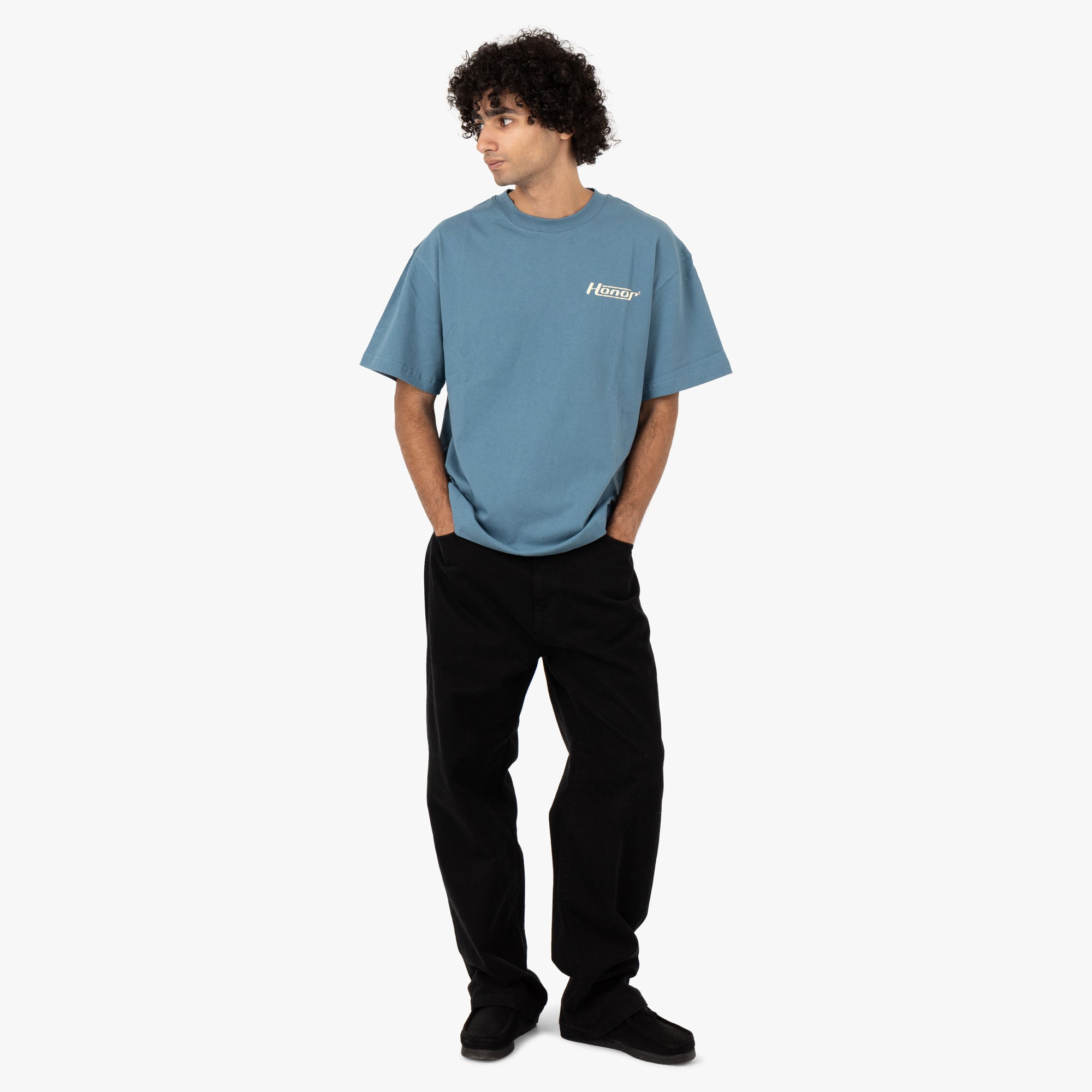  Honor The Gift Globe Logo T-shirt / Blue、mySite、merchandisen