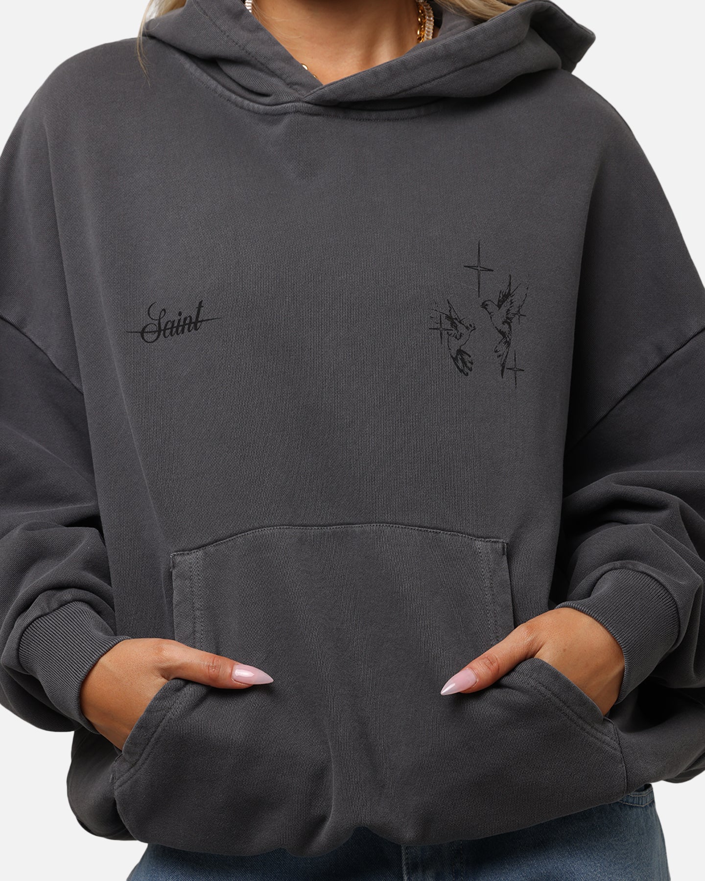 Saint Morta Destiny Rising Boxy Hoodie Washed Black、mySite、zt4zffjzw