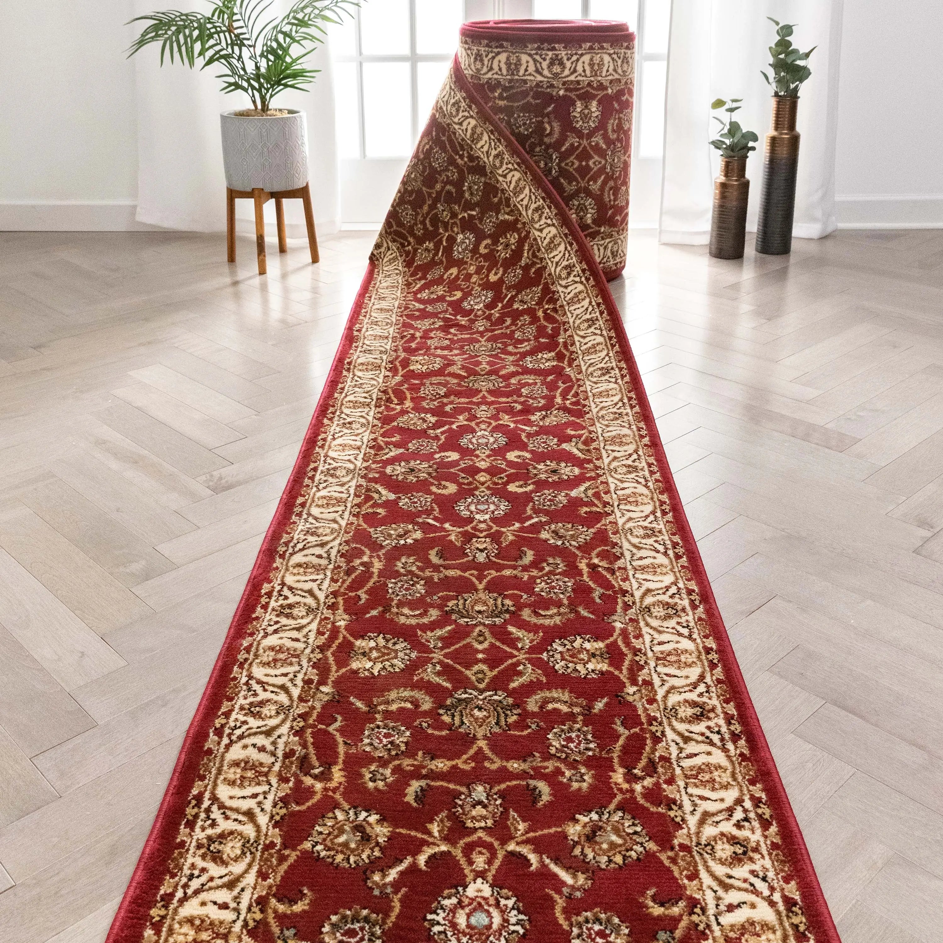 Sarouk Custom Size Runner Traditional Red 27 Inch Wide x Choose Your Length Hallway Runner Rug、mySite、gigharbornorthrealestate