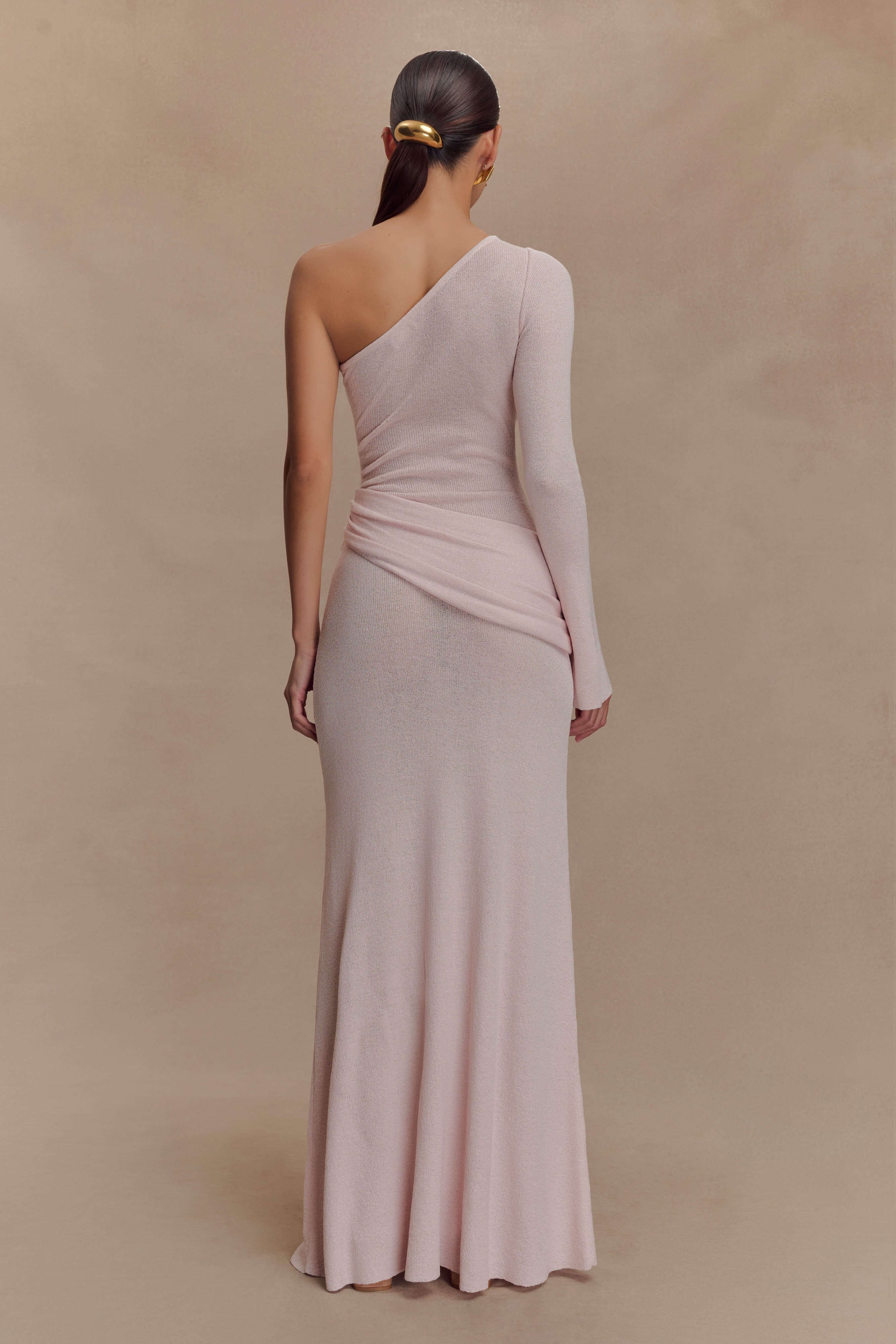 Alexius One Shoulder Knit Maxi Dress - Dusty Pink、mySite、solidvoid