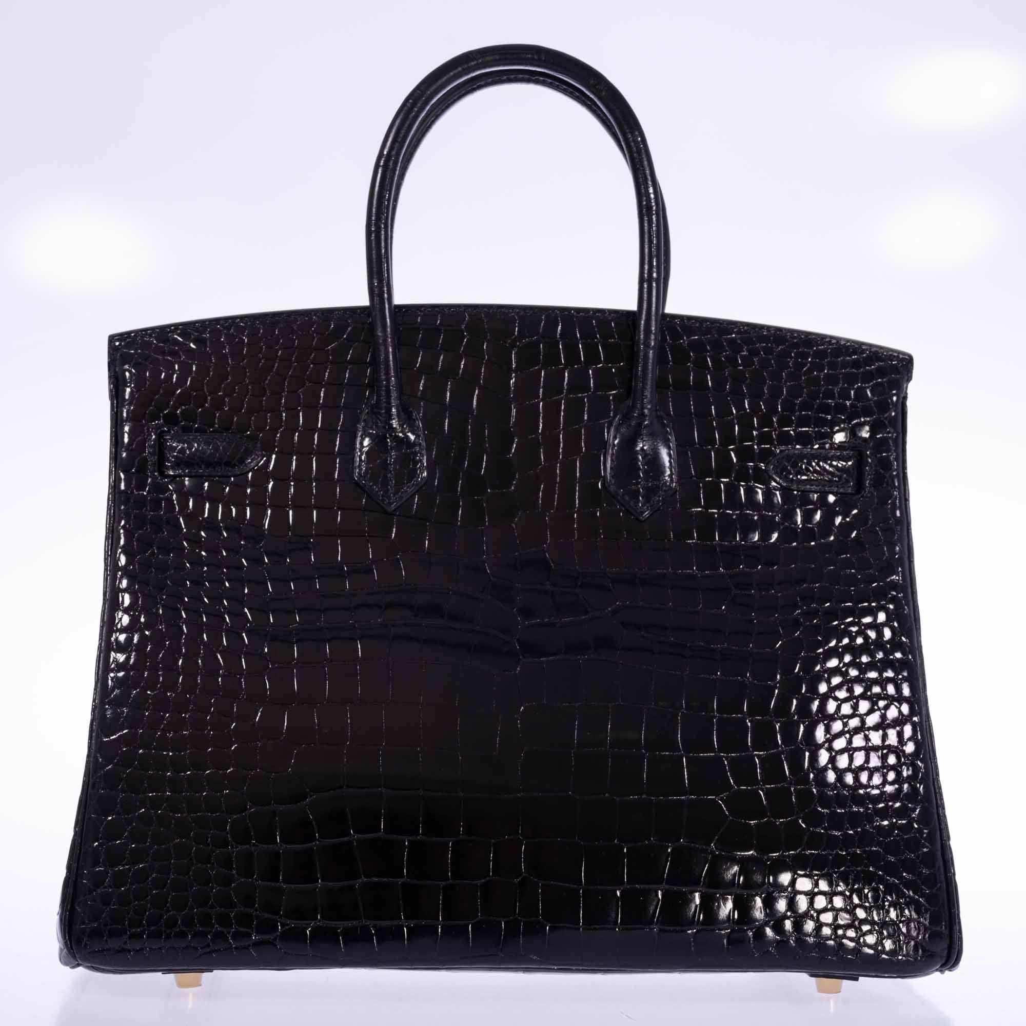Hermès Birkin 35 Black Shiny Porosus Crocodile 18K Yellow Gold and Diamond Hardware、mySite、garminoutage.com