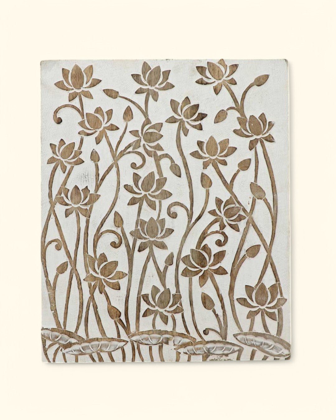 Fairtrade Carved Lotus Wood Wall Hanging Panel、mySite、topwebapps