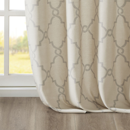 Fretwork Print Grommet Top Window Curtain Panel(Only 1 Pc Panel)、、eastwooduniform