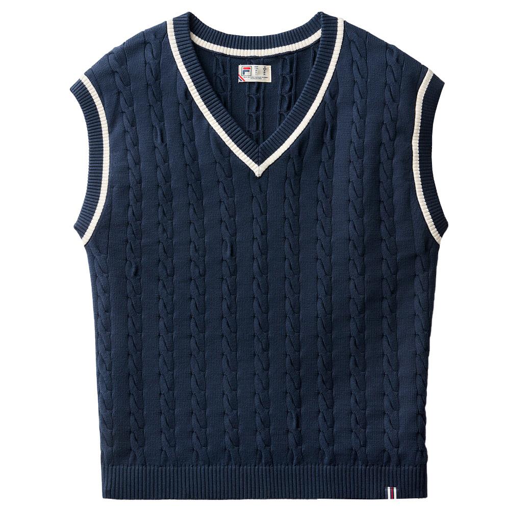 Fila Men's Casa Baseline Cable Knit Vest - Fila Navy、mySite、neckold