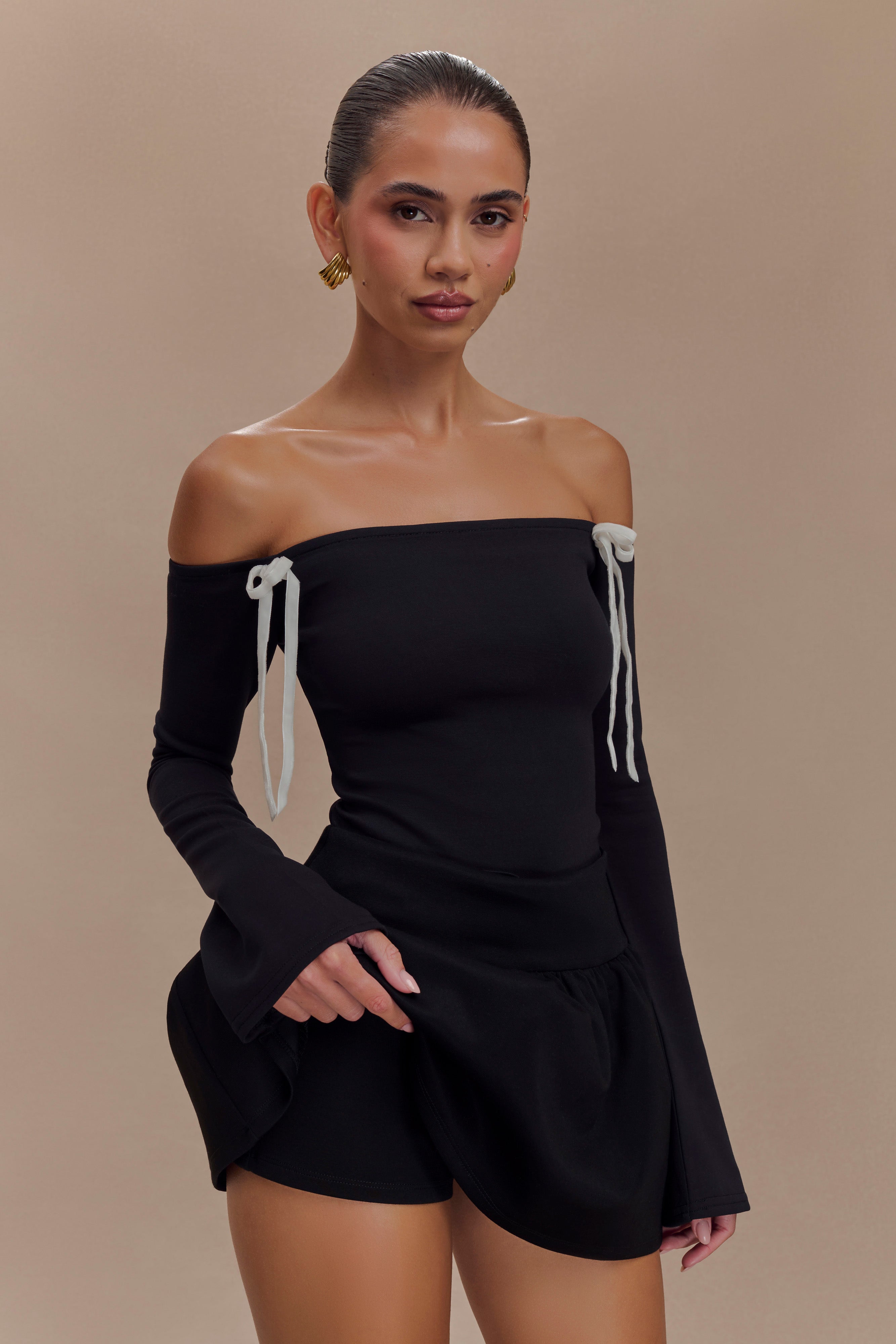 Jennie Frill Mini Skort - Black、mySite、solidvoid