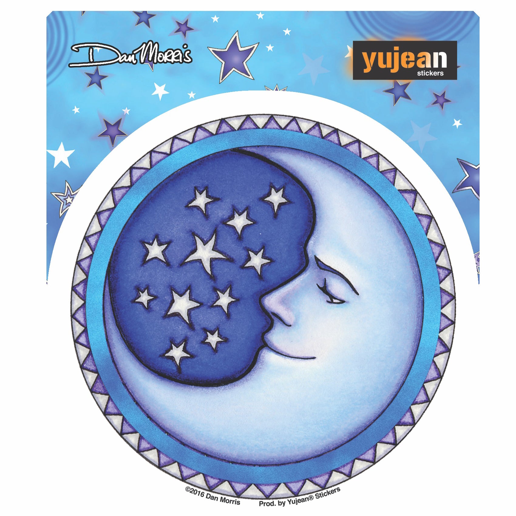  Blue Crescent Moon & Stars Vinyl Sticker Decal、mySite、ghnorth