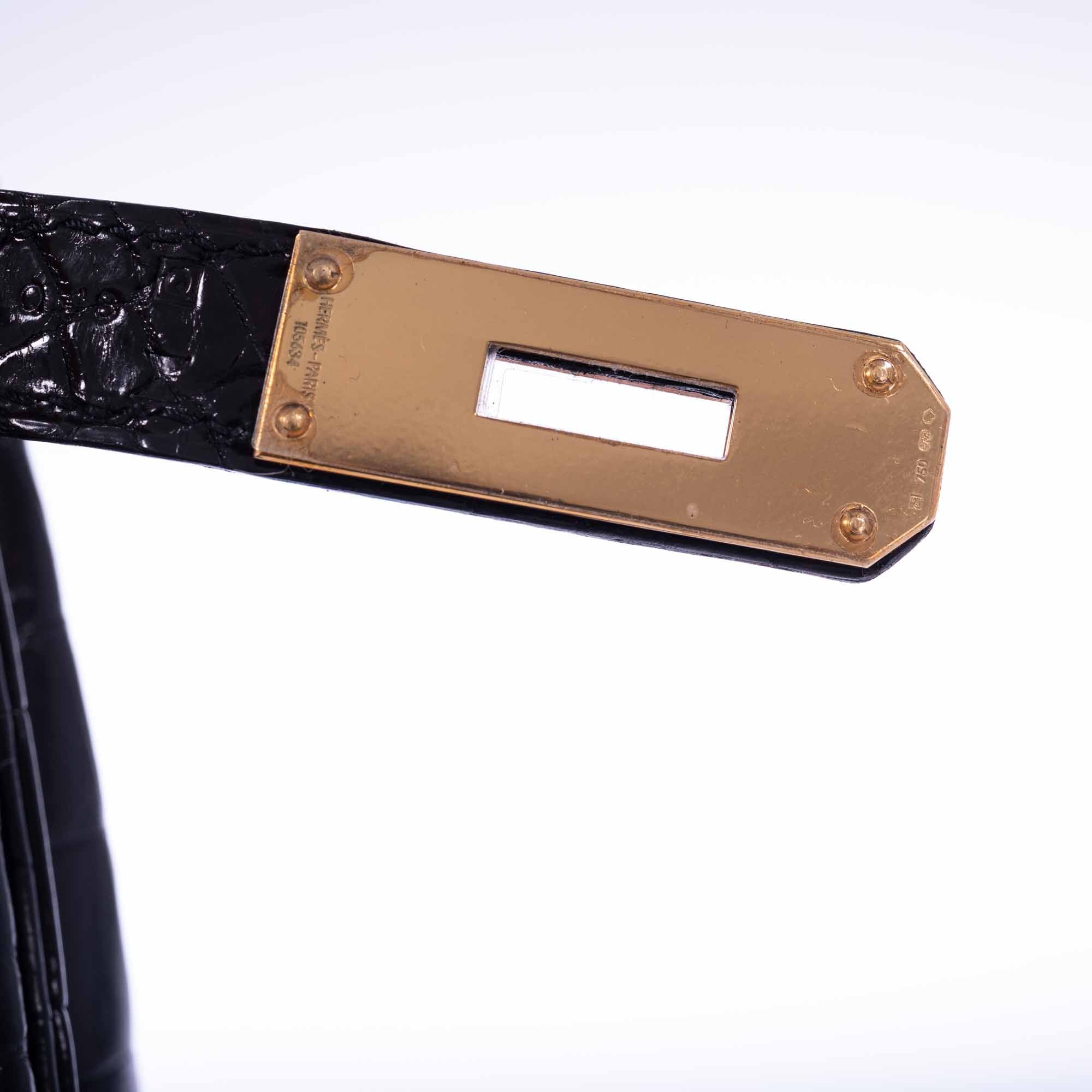 Hermès Birkin 35 Black Shiny Porosus Crocodile 18K Yellow Gold and Diamond Hardware、mySite、garminoutage.com